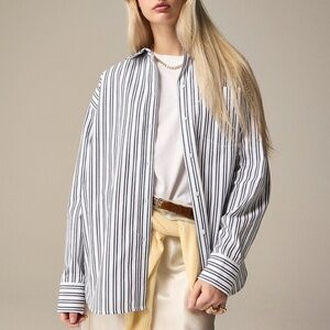 J Crew Etienne oversized shirt in striped cotton poplin XS classic button up